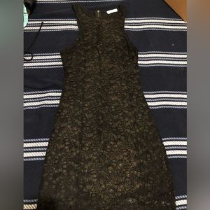 Black and gold lace bodycon dress